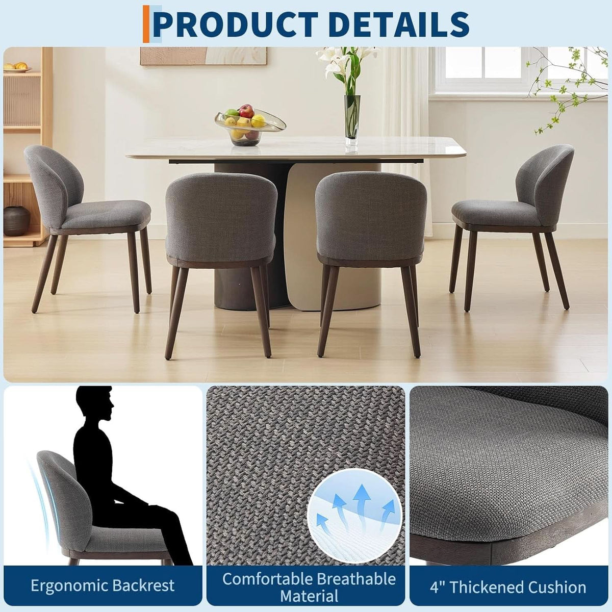 Dining Chairs Set Collection Upholstered Wood Legs