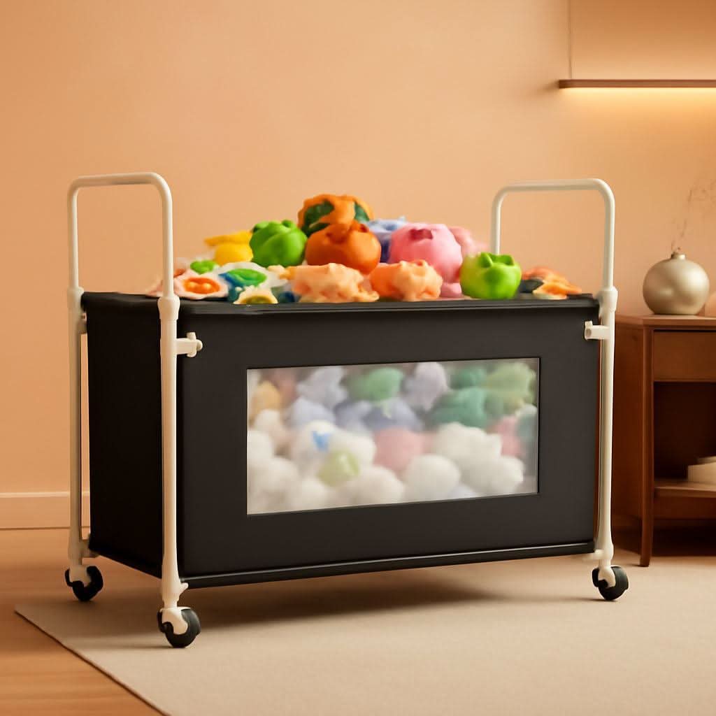 Large Toy Storage Chest Black Heavy Duty 360 Wheels Nursery