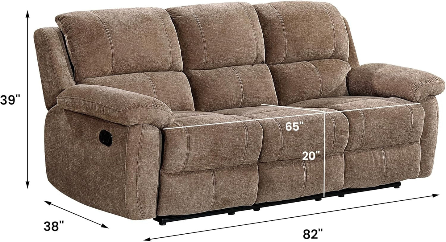Khaki Ultrafabric Cloudlike Recliner Sofa With Console