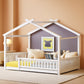 Queen House Floor Bed White Montessori Playhouse Fence