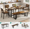63 Inches Luxurious Farmhouse Dining Table Set Walnut
