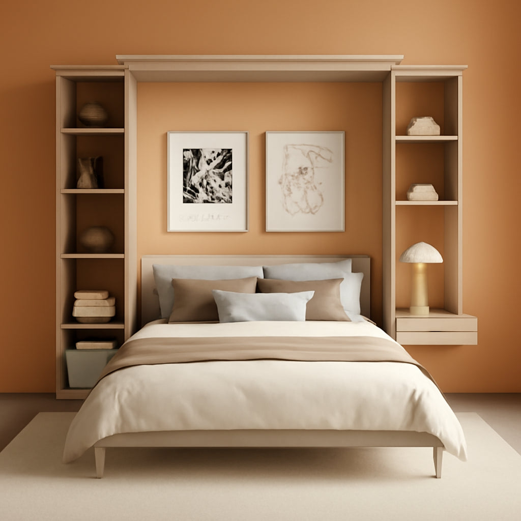 Queen Murphy Bed Cabinet Grey Space-Saving Solution