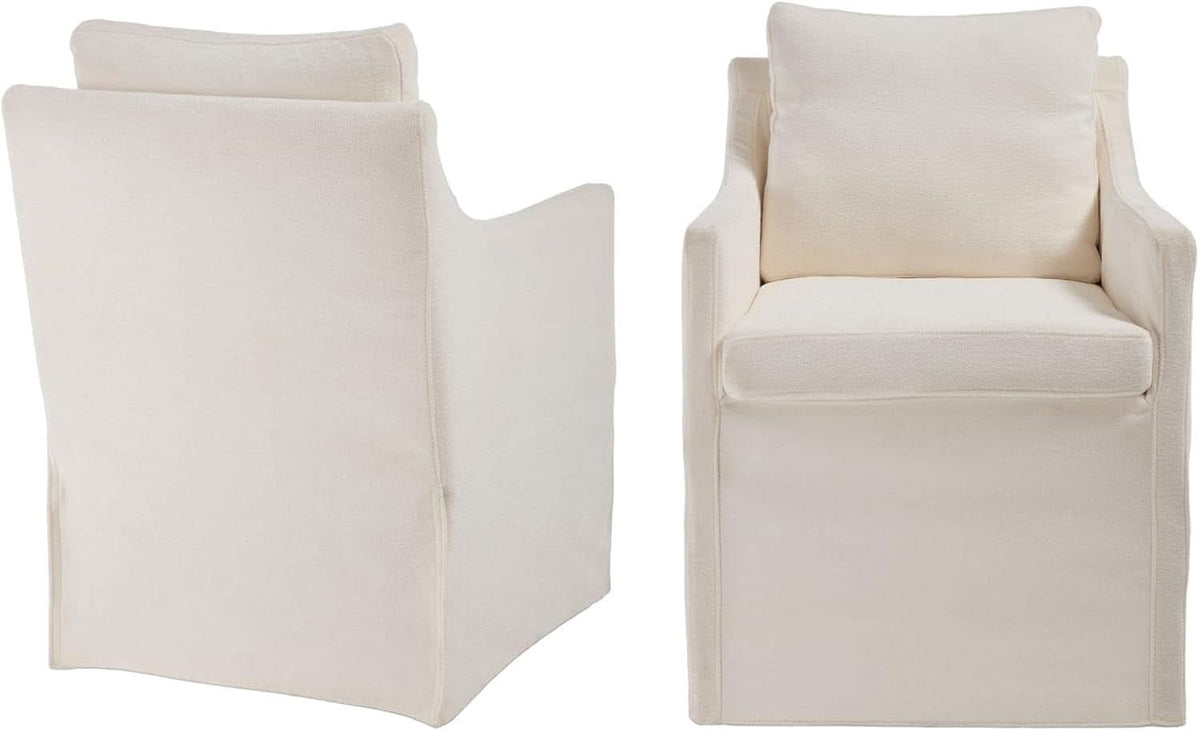 Beige Upholstered Dining Chair With Cushioned Backrest