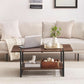 Two Tier Walnut Coffee Table Industrial Living Room