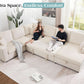 130 Inch Beige Corduroy Sectional Sofa Bed Storage Compartment-4