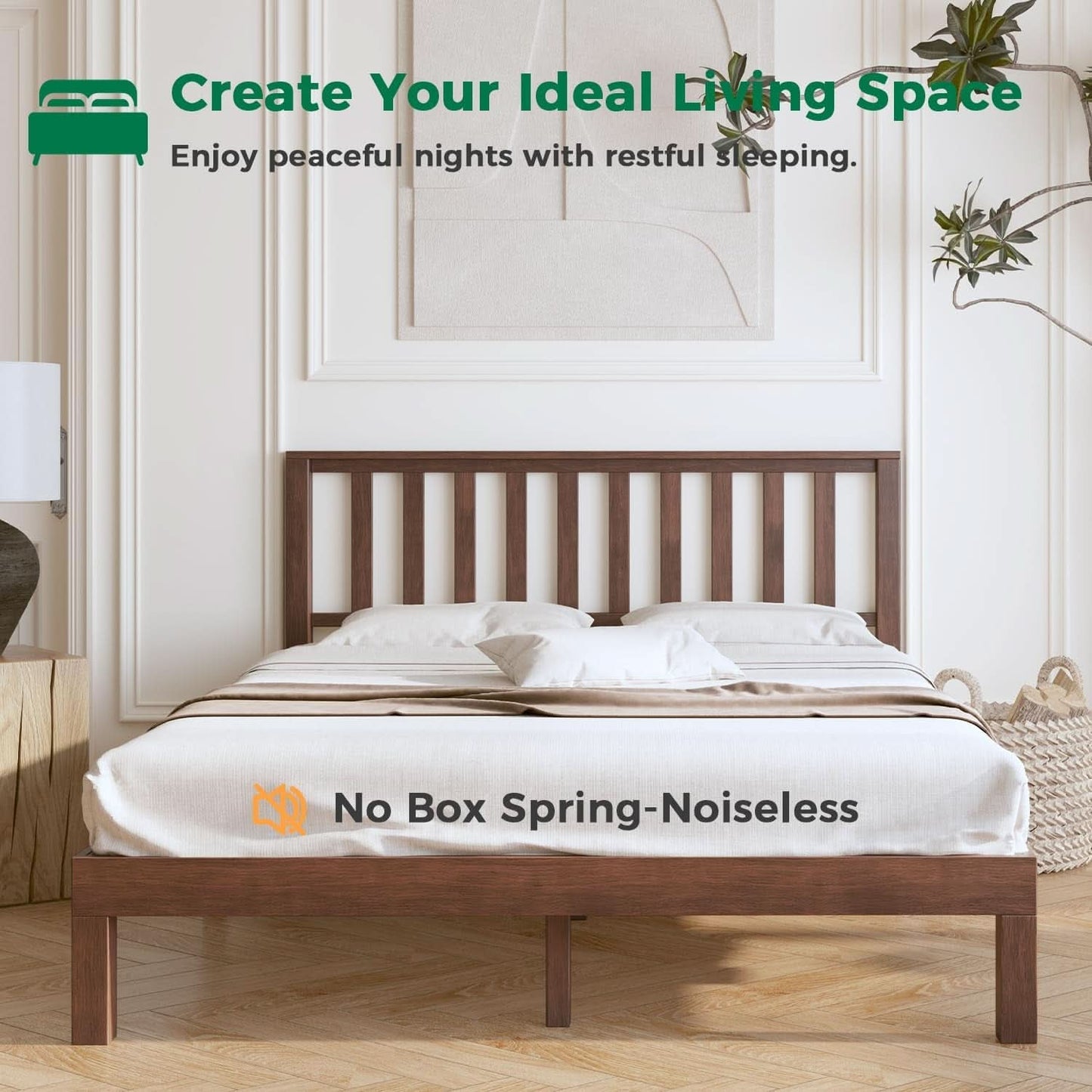 Antique Espresso Malaysian Oak Queen Platform Bed Frame