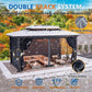 10x15 Black Hardtop Gazebo Equipped Curtains Netting