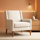 Beige Chenille Upholstered Wingback Chair With Wood