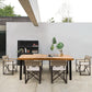 Dining Table For 6 Acacia Wood Indoor Outdoor Iron Legs