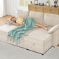 Linen Beige Multifunctional Sleeper Sofa With Storage