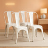 Stackable Distressed White Metal Dining Chairs For Indoor Outdoor Set Of 4
