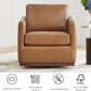 Genuine Leather Swivel Accent Chair Fully Assembled