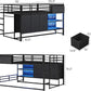 Full Over Twin Bunk Bed Black Security Guardrails Drawers