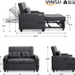 Black Leatherette Convertible Sleeper Sofa With USB