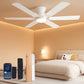 56Inch White Flush Mount Ceiling Fan Remote Control