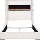 Queen Bed Cream Upholstered High Headboard Textured