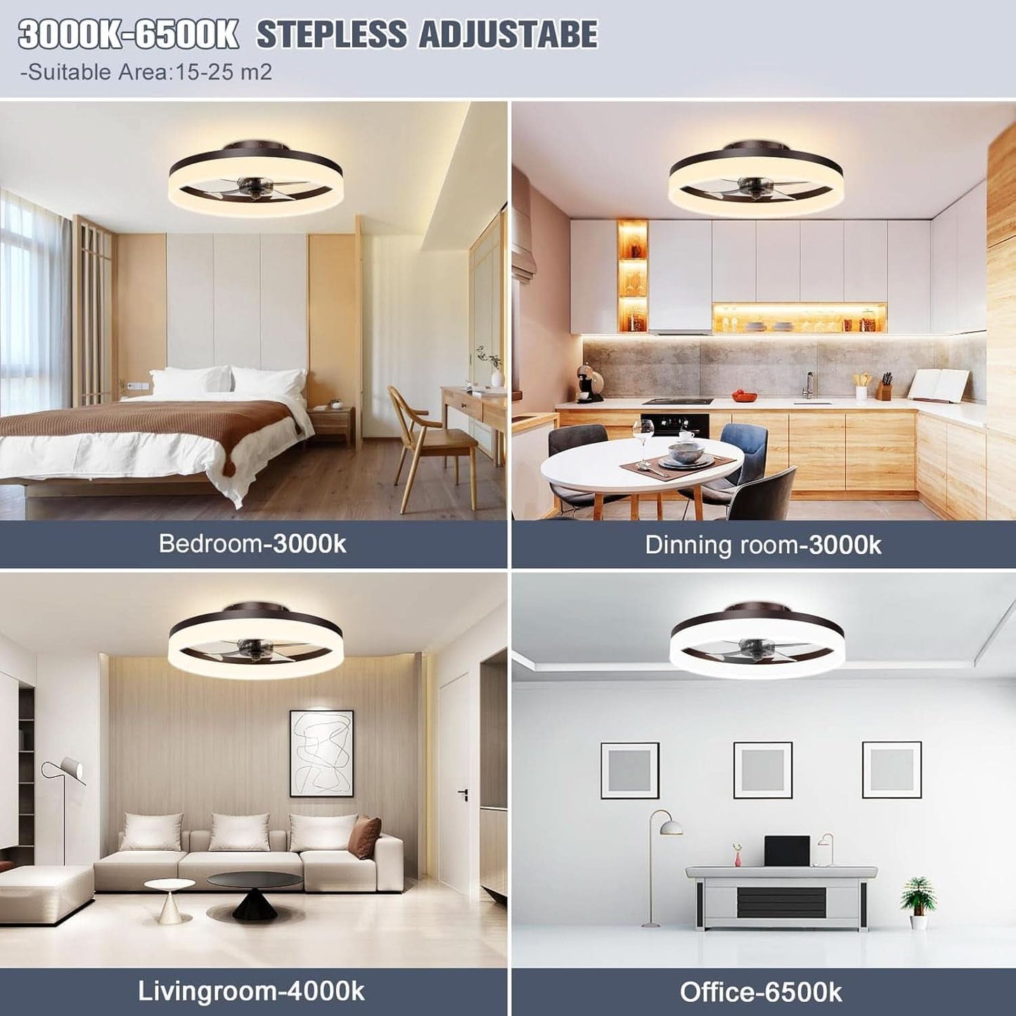 Smart Bladeless Ceiling Fan With Remote And LED Lights