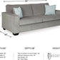 Queen Sofa Sleeper Light Gray Chenille Upholstered