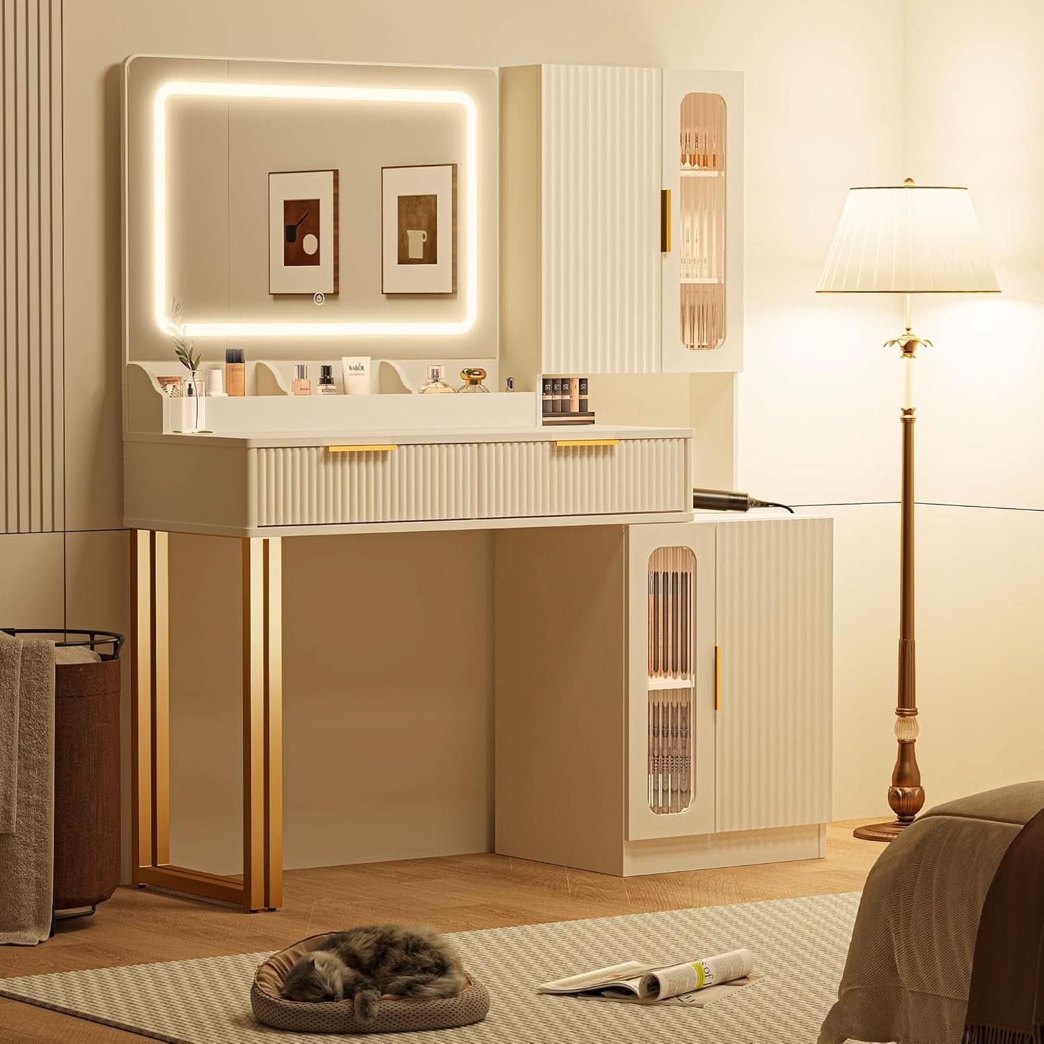 45-Inch Cosmetic Vanity Desk With LED Ambient Light-1