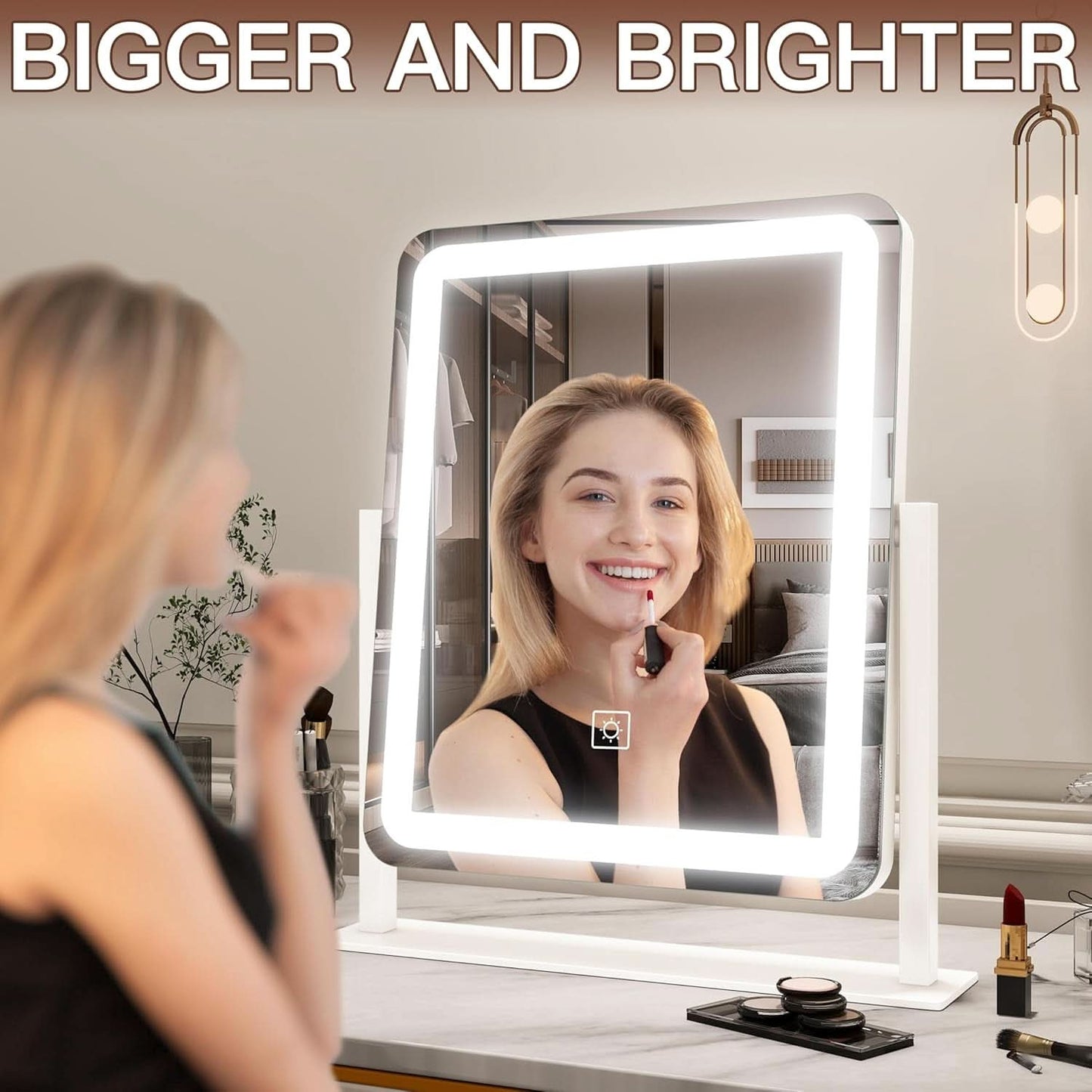 LED Lighted Vanity Mirror 15x12.6 Inches Adjustable