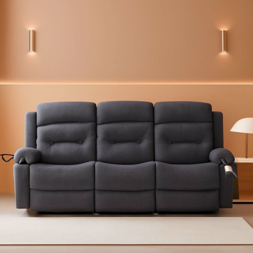 Grey Recliner Sofa With Therapeutic Massage Experience
