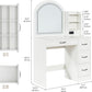 Antiquewhite Vanity Desk With LED Illuminated Mirror