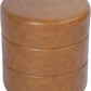 Round Upholstered Faux Leather Ottoman Footrest Camel