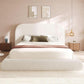 Luxurious King Velvet Upholstered Platform Bed Beige