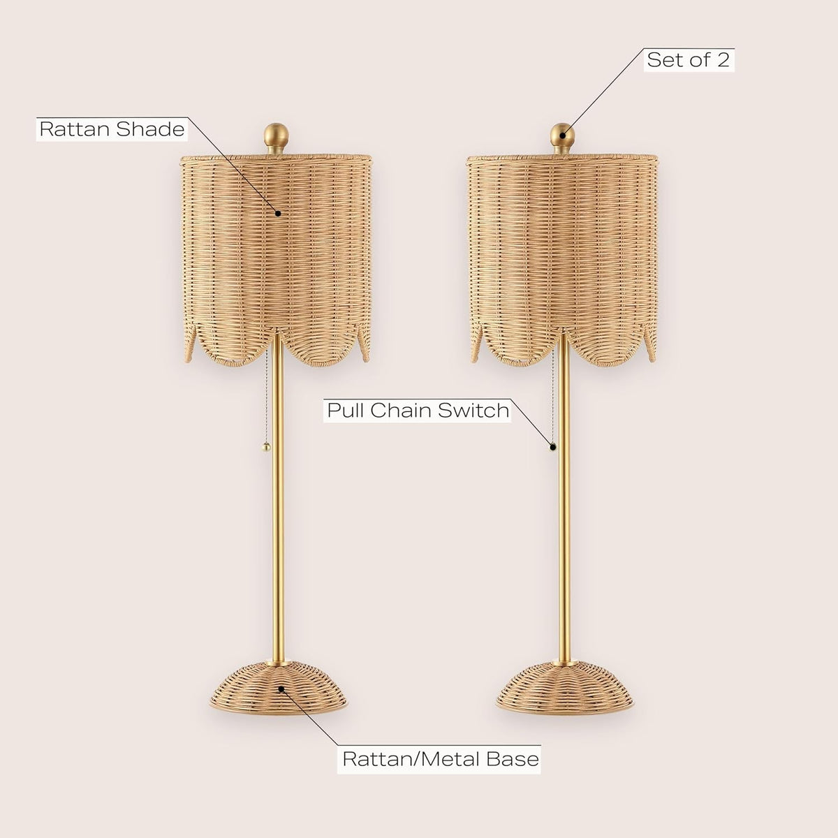 27.5 Brass Gold Coastal Table Lamps LED Bulbs Included
