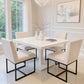 Cream Linen Upholstered Dining Chairs Midcentury Modern-2