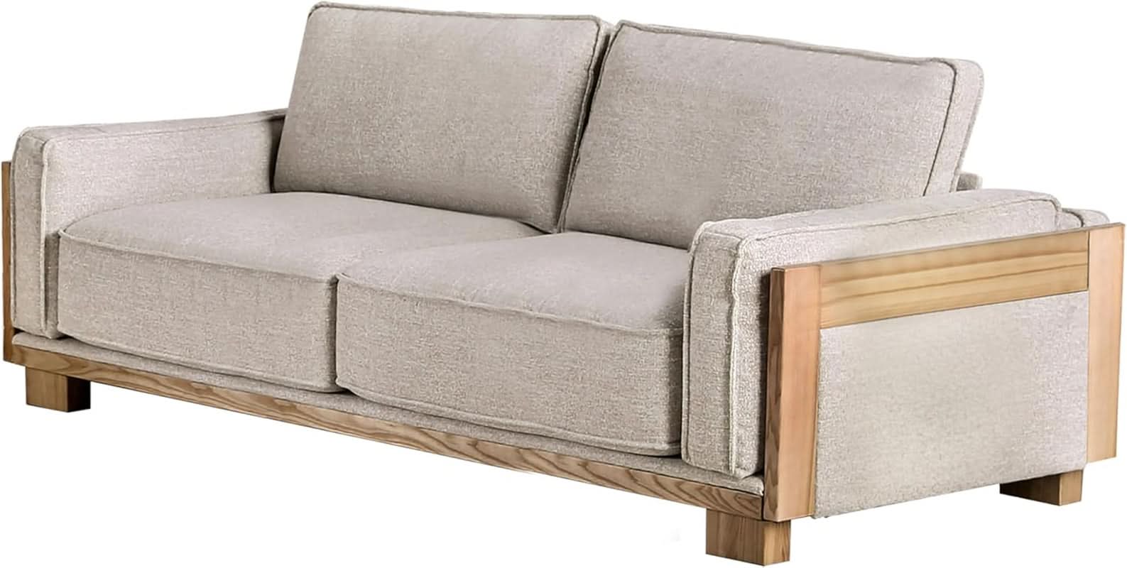 Oran Modern Sofa Set With Track Arms Light Brown Living Room-2