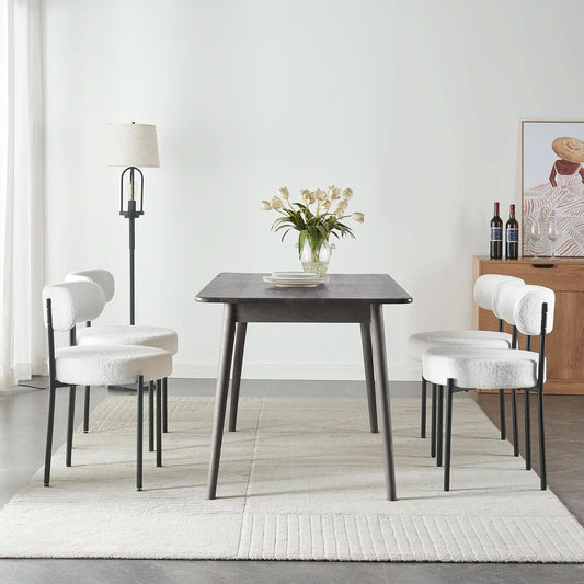 White Boucle Dining Chairs Set Of 2 For Dining Room