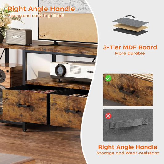 Rustic Brown TV Stand 75 Inch Entertainment Center Pro