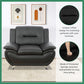 Leather Sofa Set 3 Piece Black Living Room Furniture