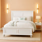 White Eastern King Size Contemporary Platform Bedstead-0
