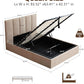Queen Size Hydraulic Lift Storage Bed Beige Linen Upholstered