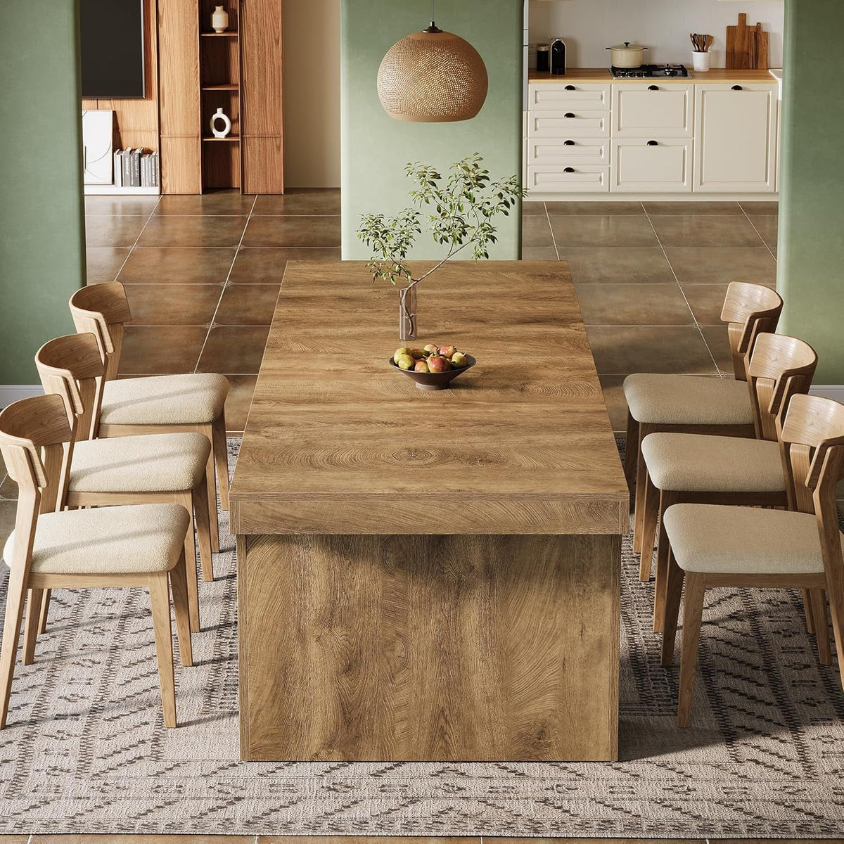 71 Inch Industrial Farmhouse Dining Table Double Pedestal
