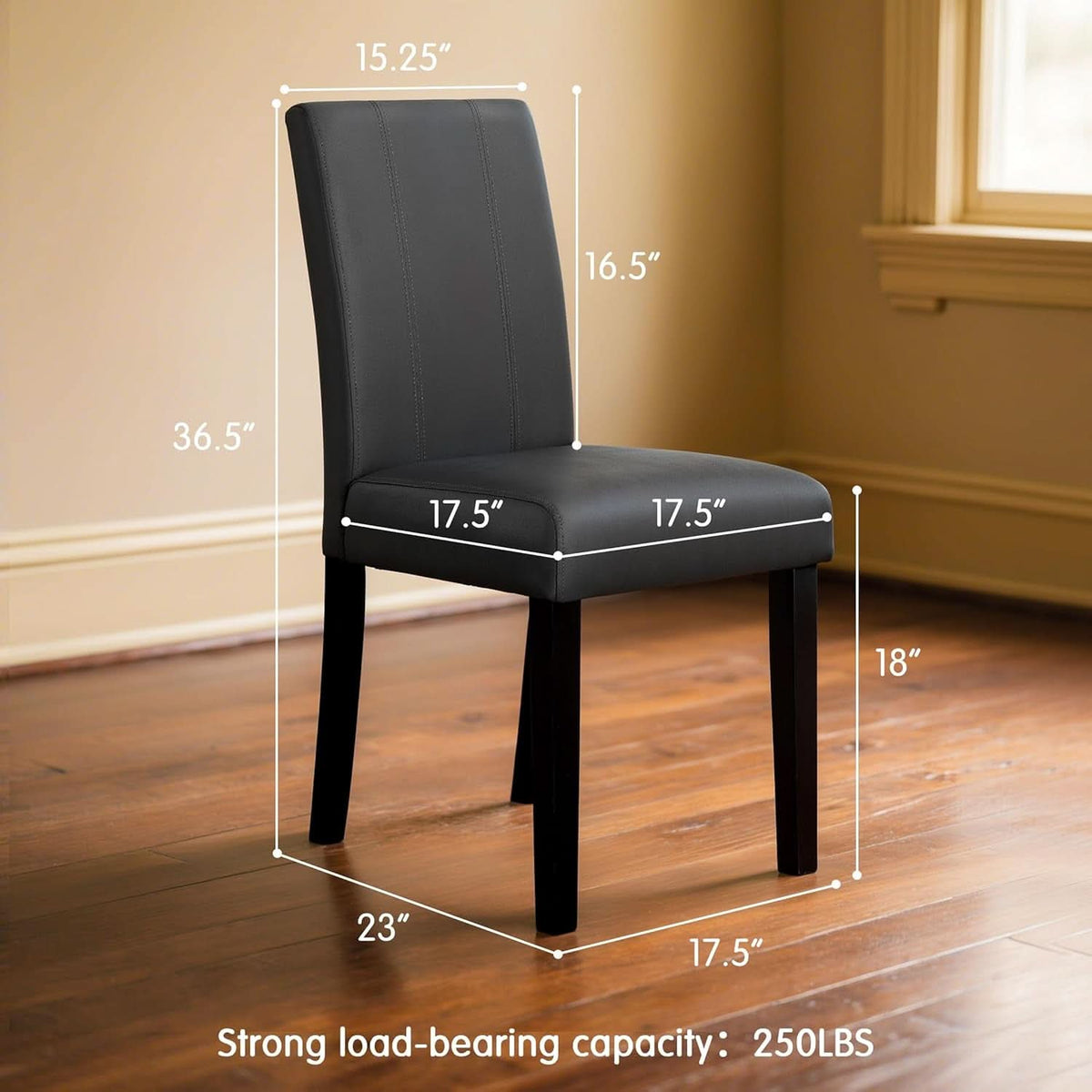 Black Faux Leather Dining Chairs Upholstered Parsons