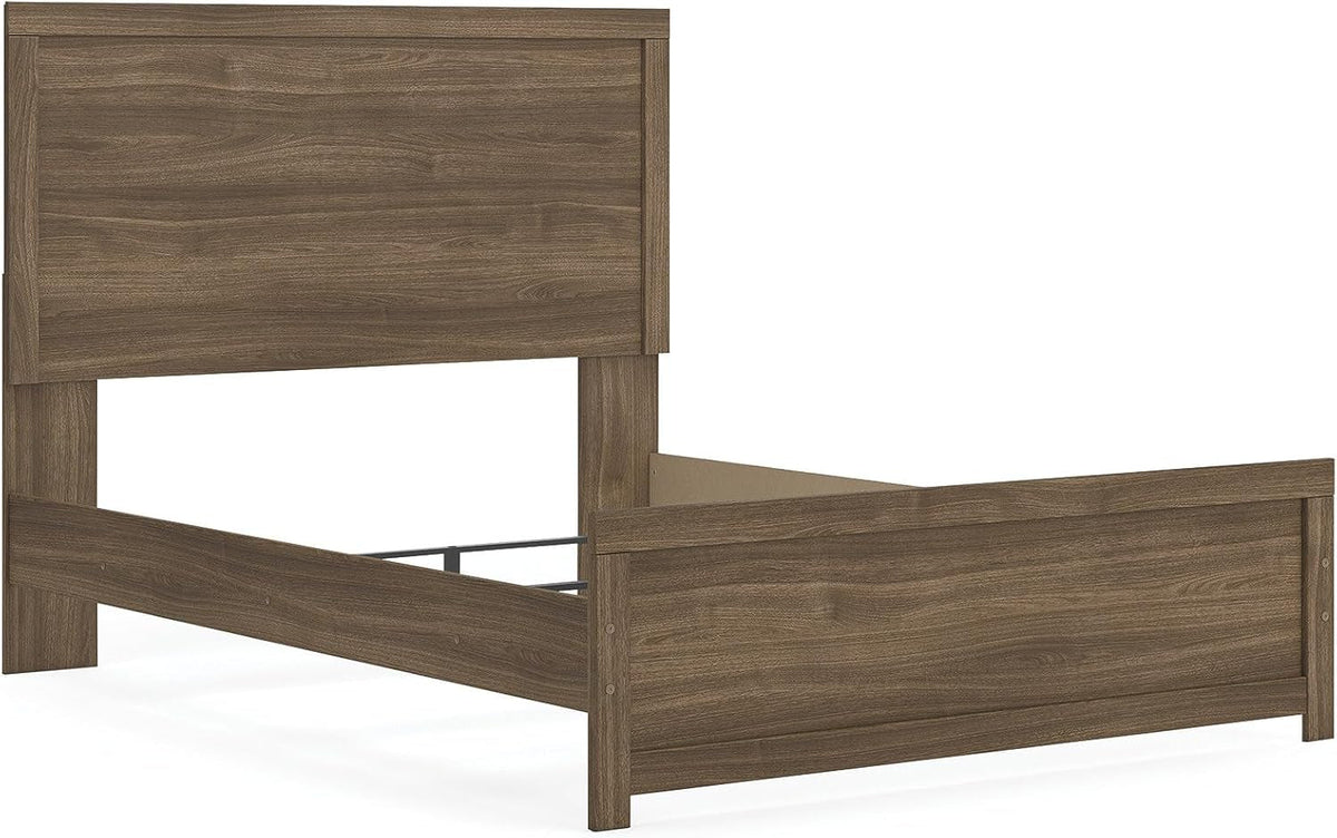 Queen Panel Bed Frame DurableEngineeredWood Auburn Finish