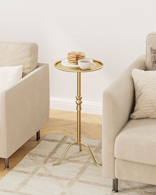 Gold Ornamental Distressed Brass Martini End Table