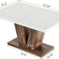 47 Inch White Rectangular Dining Table With Rustic Pedestal
