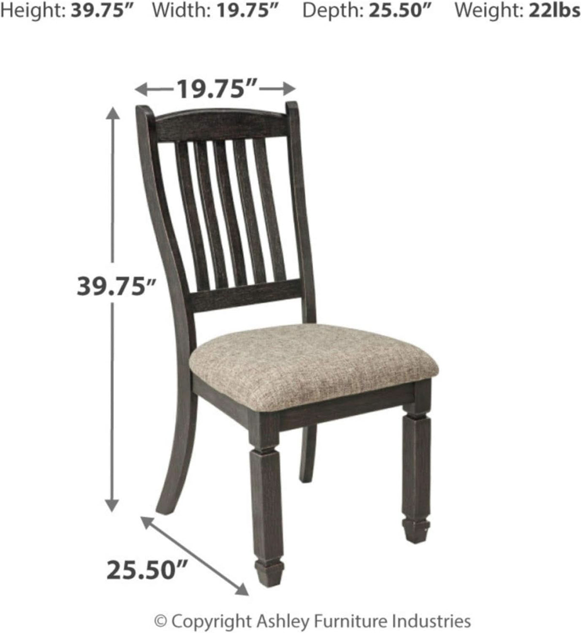 Upholstered Dining Chair 20 Inch Antique Black Set Of 2