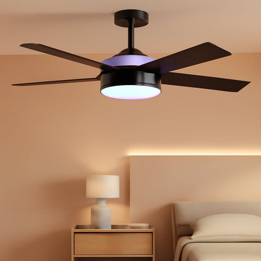 52 Inches Black Industrial Ceiling Fan With Lighting