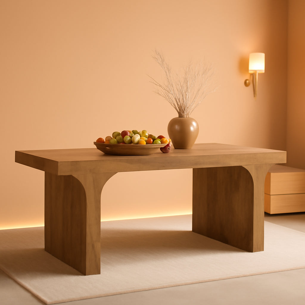 70.9 Inches Premium Handcrafted Wood Dining Table Arched Legs