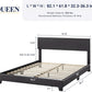 Queen Bed Frame Black Adjustable Headboard Faux Leather