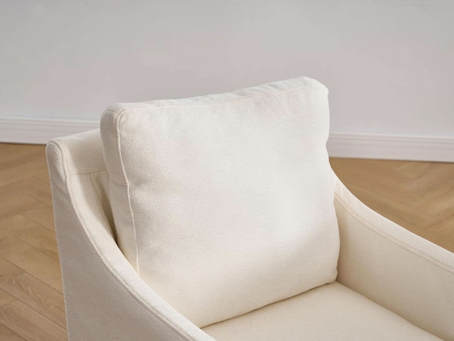 Beige Upholstered Dining Chair With Cushioned Backrest