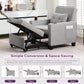 Charcoal Grey Convertible Sleeper Chair With USB Ports