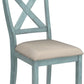 Prato Two-Tone Blue and Tan Wood Cross Back Dining Chairs, Set of 2