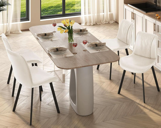 White Upholstered Faux Leather Dining Chairs Fourpack