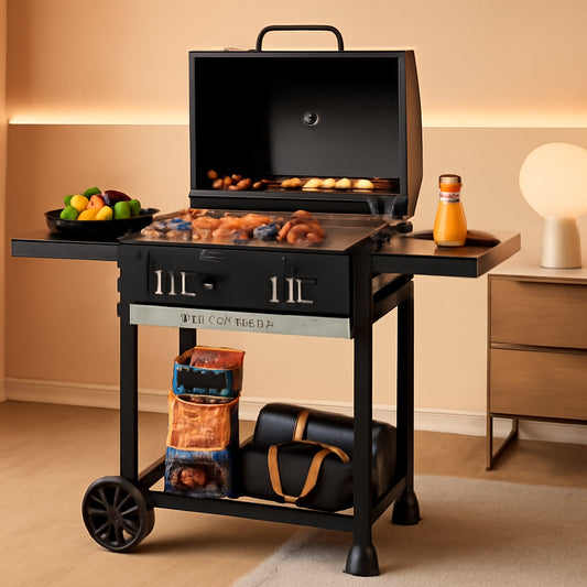 24 Inches Charcoal Grill Featuring Foldable Shelves